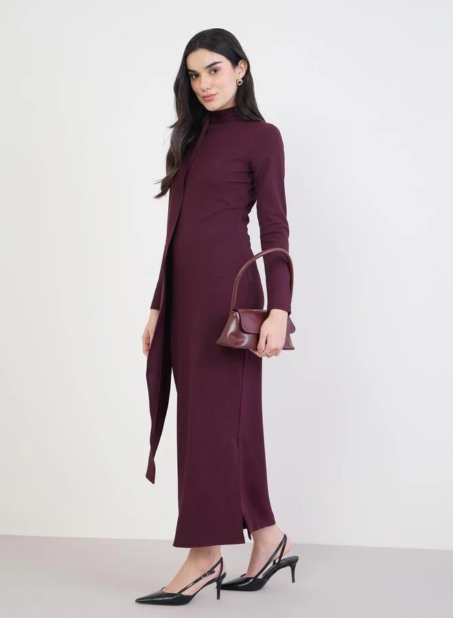 Styli Women Burgundy Bodycon Maxi Dress