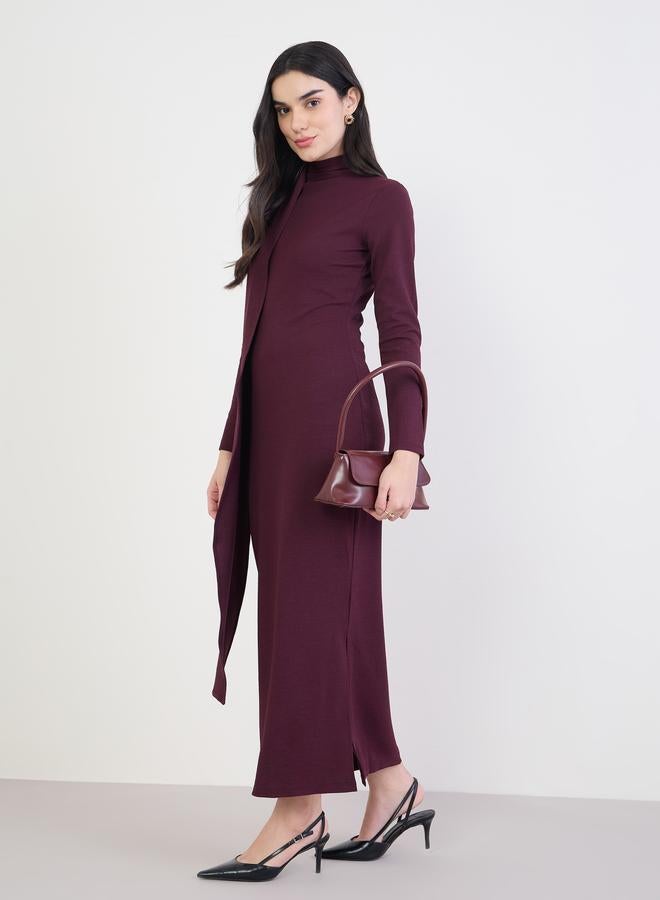 Styli Women Burgundy Bodycon Maxi Dress - Image 2