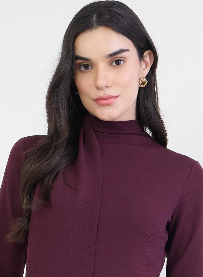 Styli Women Burgundy Bodycon Maxi Dress