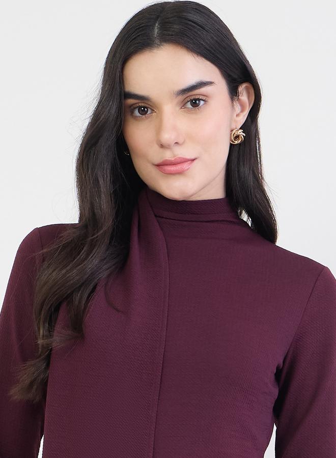 Styli Women Burgundy Bodycon Maxi Dress - Image 3