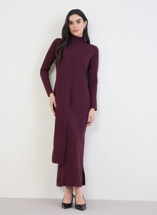 Women Burgundy Bodycon Maxi Dress