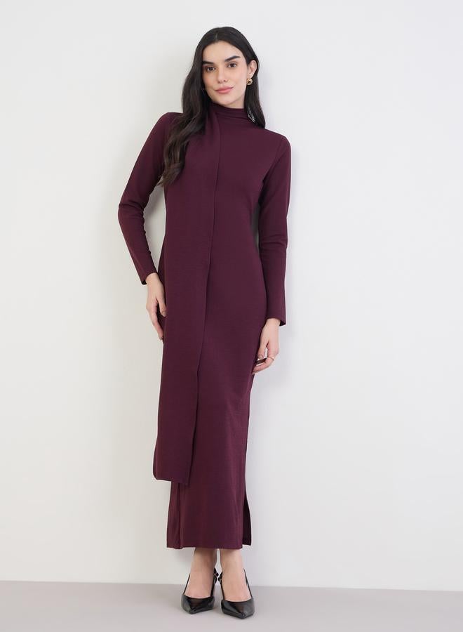 Styli Women Burgundy Bodycon Maxi Dress - Image 1