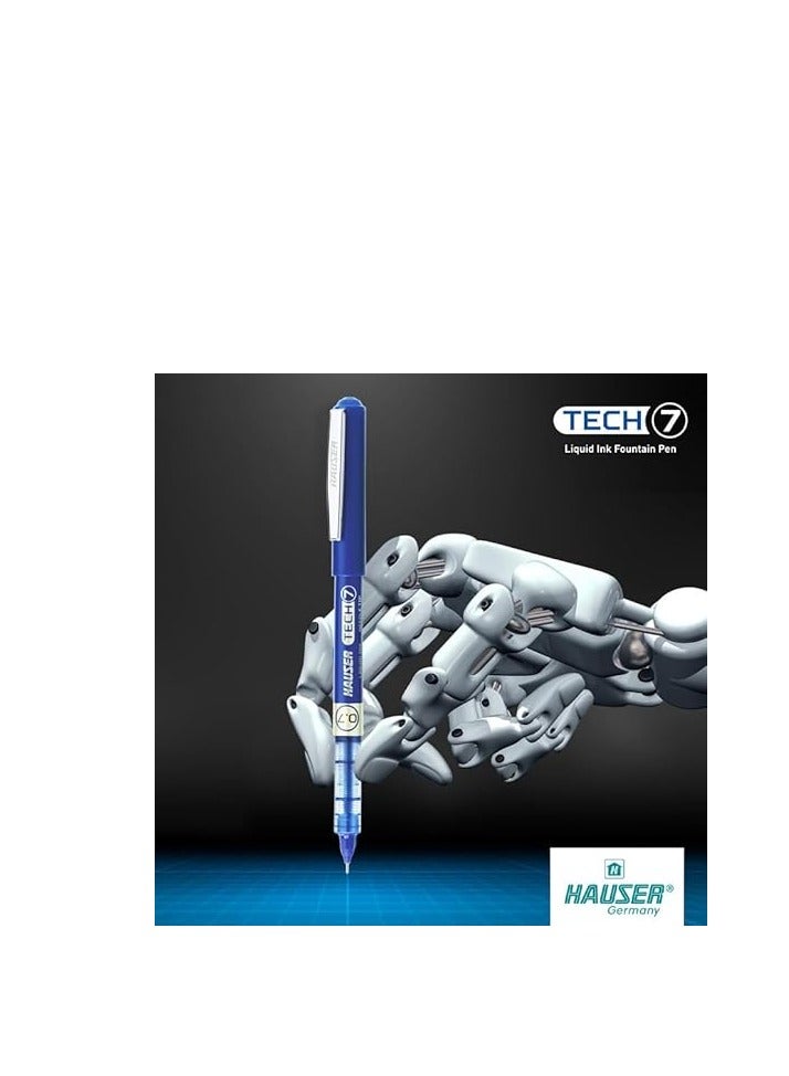 Hauser Tech 7 0.7mm Gel Pen Box Pack | Liquid Ink With German Technology | Comfortable Grip With Smudge Free Writing | Sturdy, Refillable Pen | Blue Ink, Pack Of 12 - Image 2