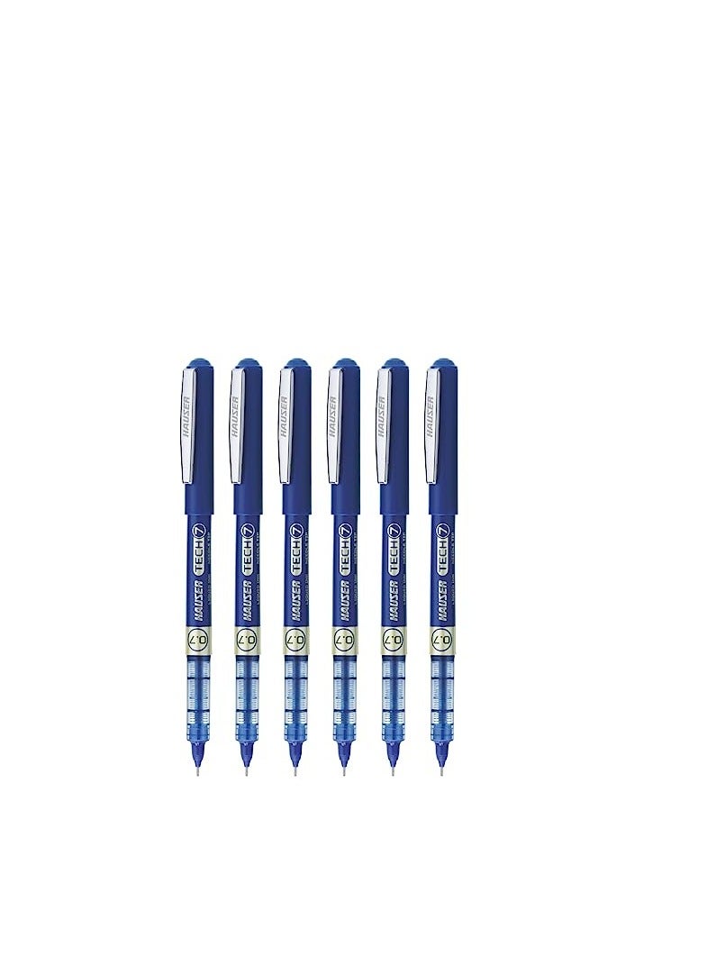 Hauser Tech 7 0.7mm Gel Pen Box Pack | Liquid Ink With German Technology | Comfortable Grip With Smudge Free Writing | Sturdy, Refillable Pen | Blue Ink, Pack Of 12 - Image 3