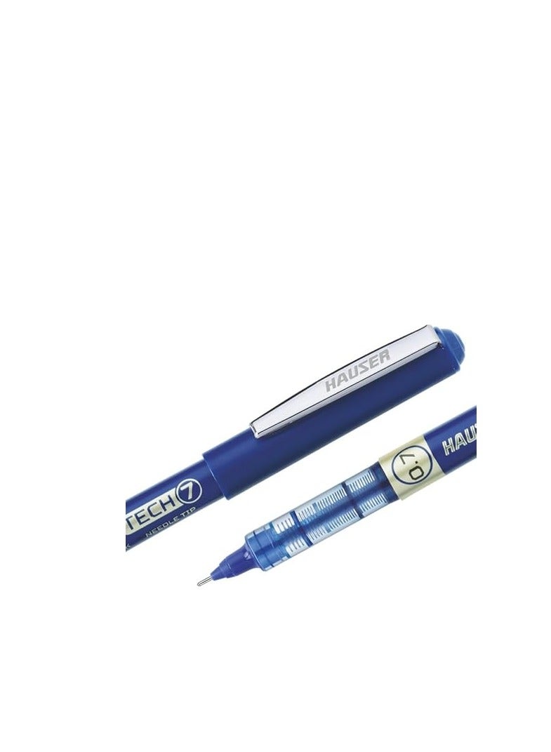 Hauser Tech 7 0.7mm Gel Pen Box Pack | Liquid Ink With German Technology | Comfortable Grip With Smudge Free Writing | Sturdy, Refillable Pen | Blue Ink, Pack Of 12 - Image 4