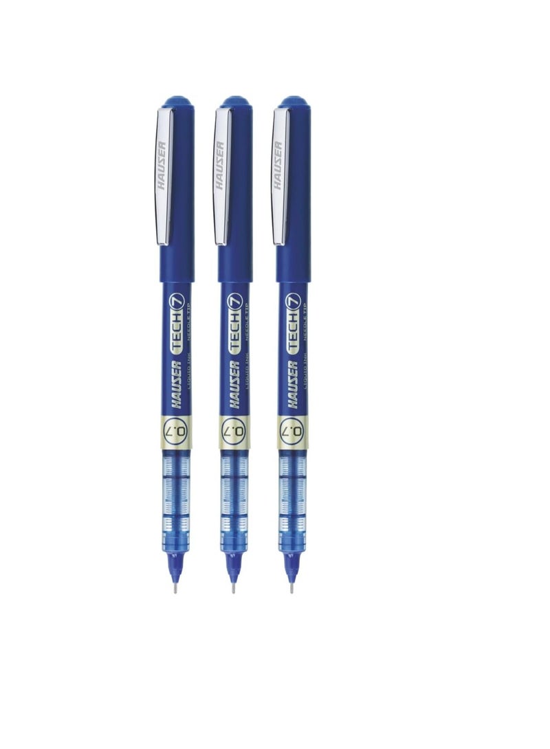 Hauser Tech 7 0.7mm Gel Pen Box Pack | Liquid Ink With German Technology | Comfortable Grip With Smudge Free Writing | Sturdy, Refillable Pen | Blue Ink, Pack Of 12 - Image 5
