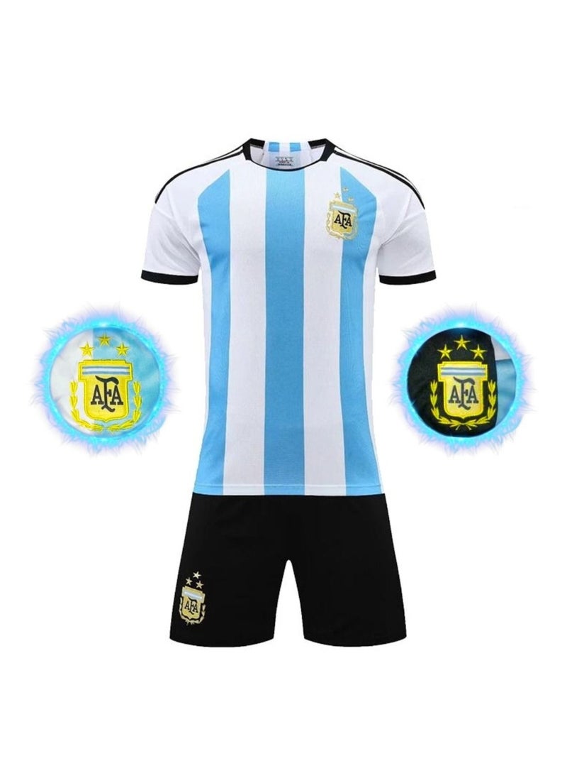 Argentina Premium Soccer 2022 Argentina World Cup Champions Home Jersey(Shirt + Pant)  - Image 1