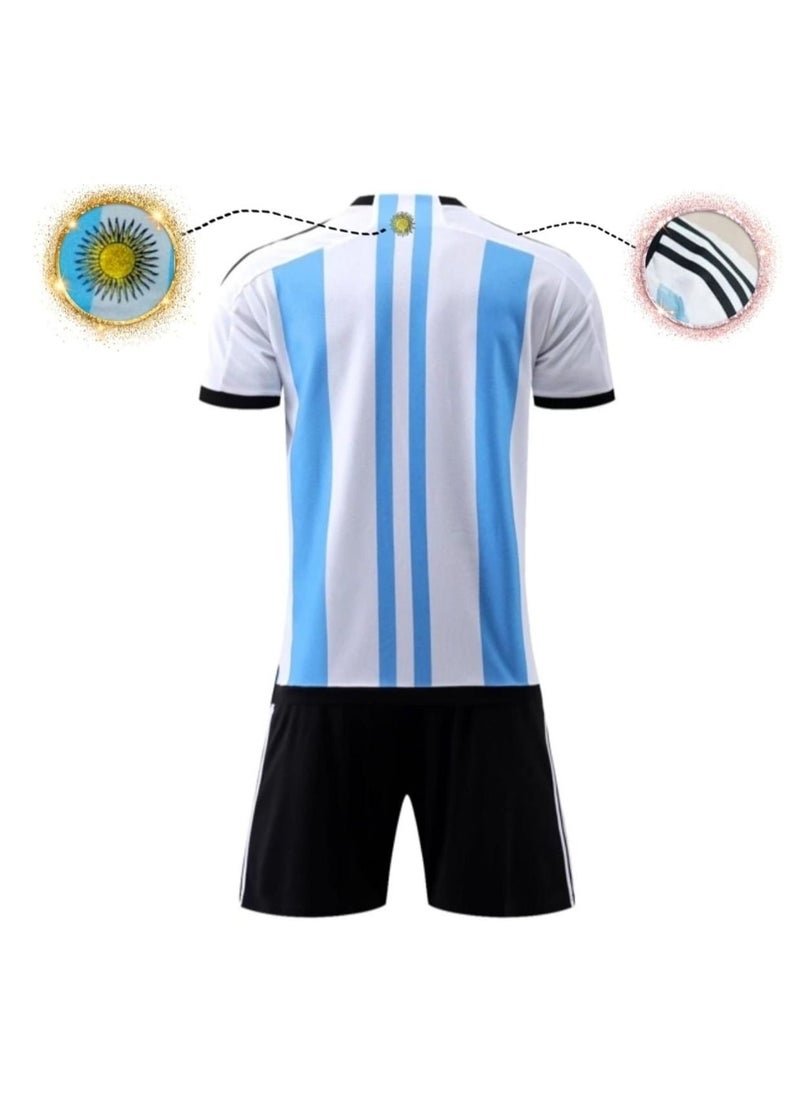 Argentina Premium Soccer 2022 Argentina World Cup Champions Home Jersey(Shirt + Pant)  - Image 2