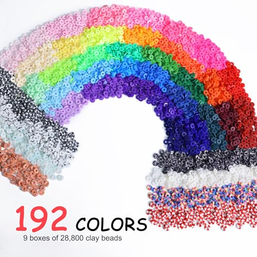 Redtwo 30000 Pcs Clay Beads Bracelet Making Kit, 9 Boxes 192 Colors Friendship Bracelet Kit Flat Polymer Clay Beads for Jewelry Making, Crafts Gift for Girls Ages 6-12 - Image 2