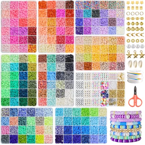 Redtwo 30000 Pcs Clay Beads Bracelet Making Kit, 9 Boxes 192 Colors Friendship Bracelet Kit Flat Polymer Clay Beads for Jewelry Making, Crafts Gift for Girls Ages 6-12 - Image 1