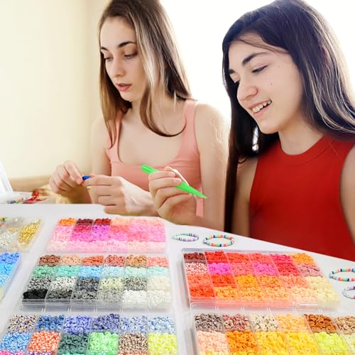 Redtwo 30000 Pcs Clay Beads Bracelet Making Kit, 9 Boxes 192 Colors Friendship Bracelet Kit Flat Polymer Clay Beads for Jewelry Making, Crafts Gift for Girls Ages 6-12 - Image 5