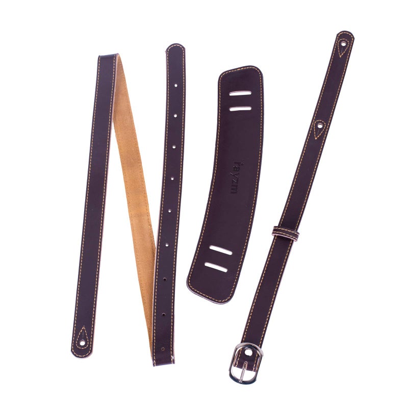 Rayzm Guitar Strap/Bass Strap with 5.5cm Wide Replacement Shoulder Pad & Suede Backing, Quality Leather Belt for Acoustic/Electric/Bass Guitar(Brown) - Image 5