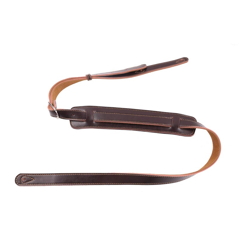 Rayzm Guitar Strap/Bass Strap with 5.5cm Wide Replacement Shoulder Pad & Suede Backing, Quality Leather Belt for Acoustic/Electric/Bass Guitar(Brown) - Image 4