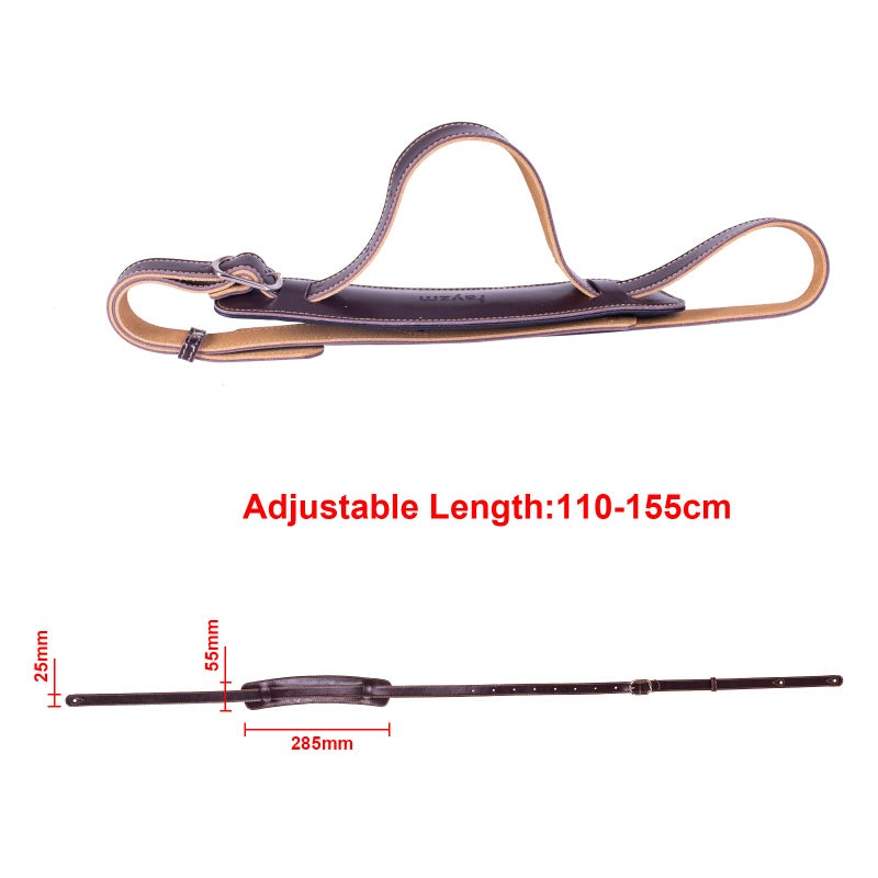 Rayzm Guitar Strap/Bass Strap with 5.5cm Wide Replacement Shoulder Pad & Suede Backing, Quality Leather Belt for Acoustic/Electric/Bass Guitar(Brown) - Image 2