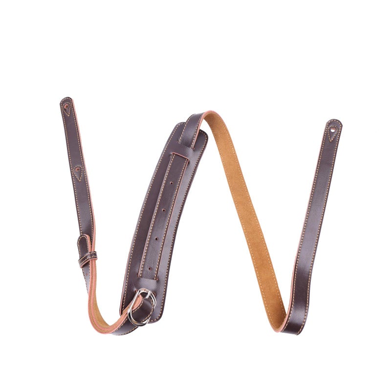 Rayzm Guitar Strap/Bass Strap with 5.5cm Wide Replacement Shoulder Pad & Suede Backing, Quality Leather Belt for Acoustic/Electric/Bass Guitar(Brown) - Image 1