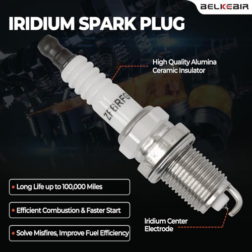 BELKEBIR Set of 4 Ignition Coil Packs & Iridium Spark Plugs Compatible with 2007-2017 Jeep Compass Patriot 2.0L 2.4L, Chrysler 200 Sebring 2.4L, Dodge Avenger Journey Caliber 1.8L 2.0L 2.4L Replace UF557 C1587 - Image 5