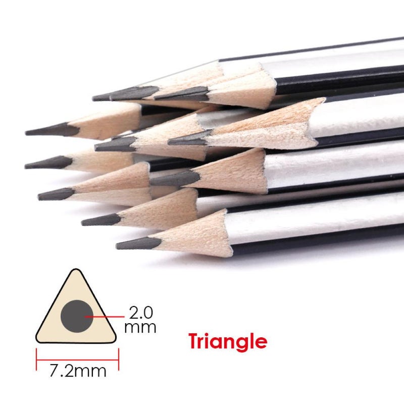 FOSKA  Triangle HB Pencil with Eraser - 12 Pack - Image 2