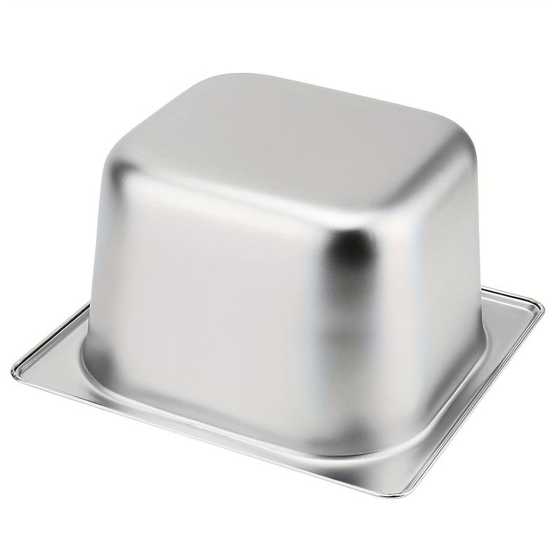 4Pcs Stainless Steel Hotel Pan Set 1/6 Size 10 Deep Steam Flat Bottom Trays - Image 3