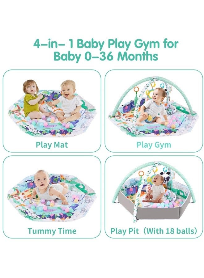 GGEROU Baby Gym Play Mat, Tummy Time Activity Mat,8-in-1 Tummy Time Mat, Washable Ball Pit with 18 Balls, Infant Play Mat,Detachable Toy for Sensory Exploration and Motor Skill Development (Panda) - Image 4