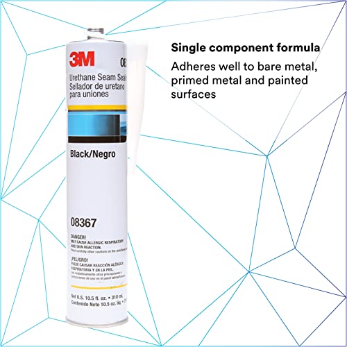 3M Urethane Seam Sealer, 08367, Black Color, High Solids, Permanently Flexible, 310 mL/10.5 fl oz Cartridge - Image 2