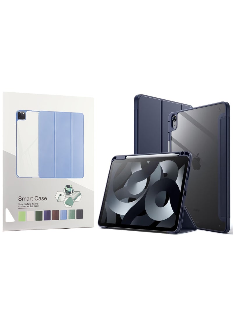 Case for iPad 10th Generation 2022 10.9 Inch with Pen Holder, Shockproof Smart Case Cover with Transparent Back Shell Protective Case Compatible with iPad 10th Gen (Dark Blue) - Image 1