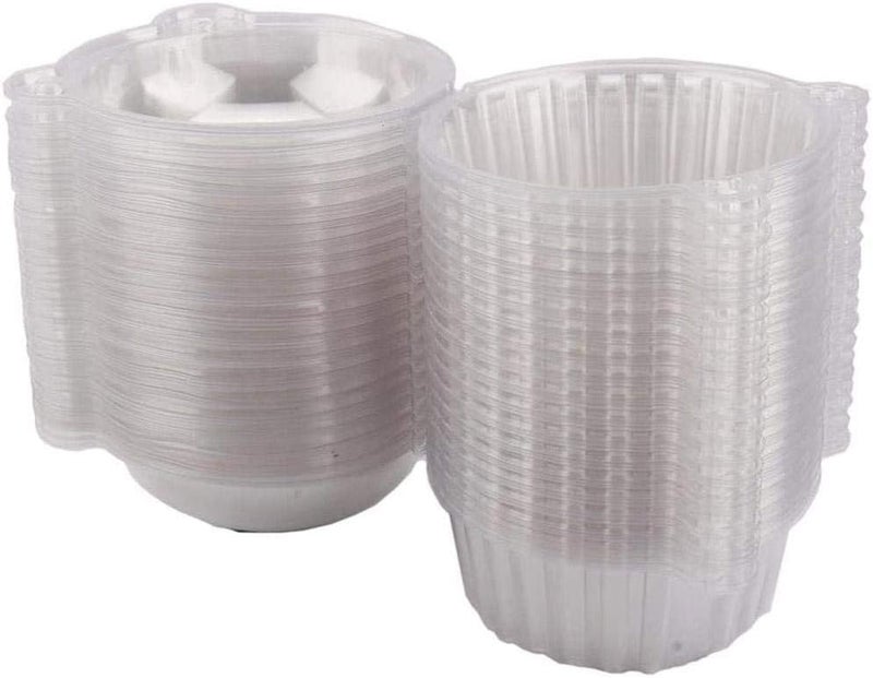 klarako 400 Single Individual Cupcake Containers, Plastic Clear Dome Cupcake Holder Stackable Cupcake Boxes Muffin Cases with Lids for Parties Cake Muffin Fruit Salad Sandwich - Image 1