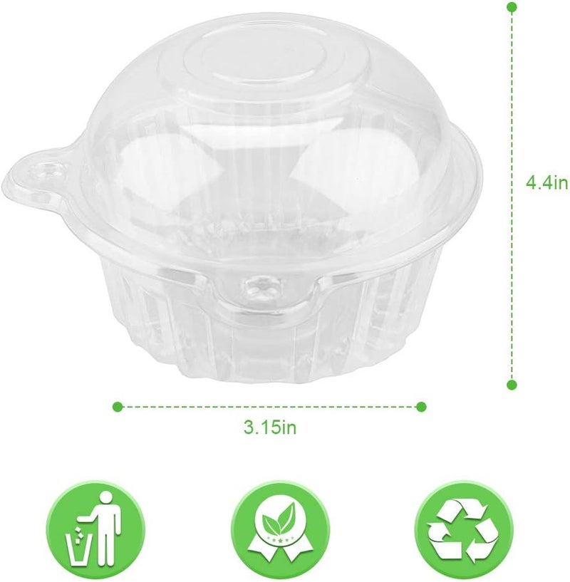klarako 400 Single Individual Cupcake Containers, Plastic Clear Dome Cupcake Holder Stackable Cupcake Boxes Muffin Cases with Lids for Parties Cake Muffin Fruit Salad Sandwich - Image 5