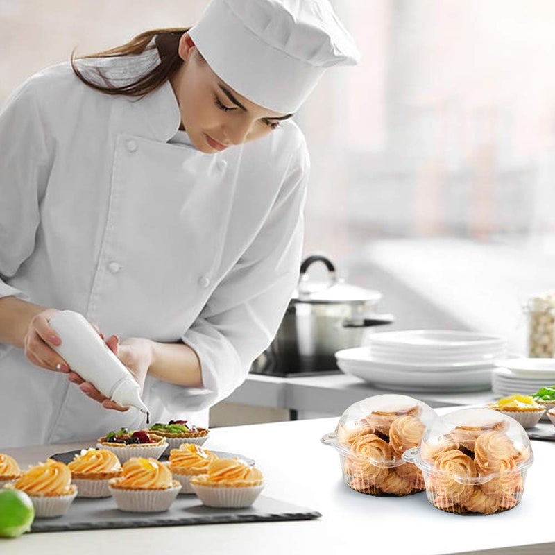 klarako 400 Single Individual Cupcake Containers, Plastic Clear Dome Cupcake Holder Stackable Cupcake Boxes Muffin Cases with Lids for Parties Cake Muffin Fruit Salad Sandwich - Image 3