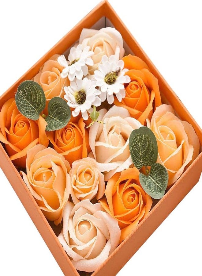 Ideal Swan Rose Bath Soap - Flower Floral Scented Rose Soap Petals in Flower Box, Transparent Window for Women Plant Essential Oil Set for Birthday Valentine’s Christmas （Orange） - Image 1