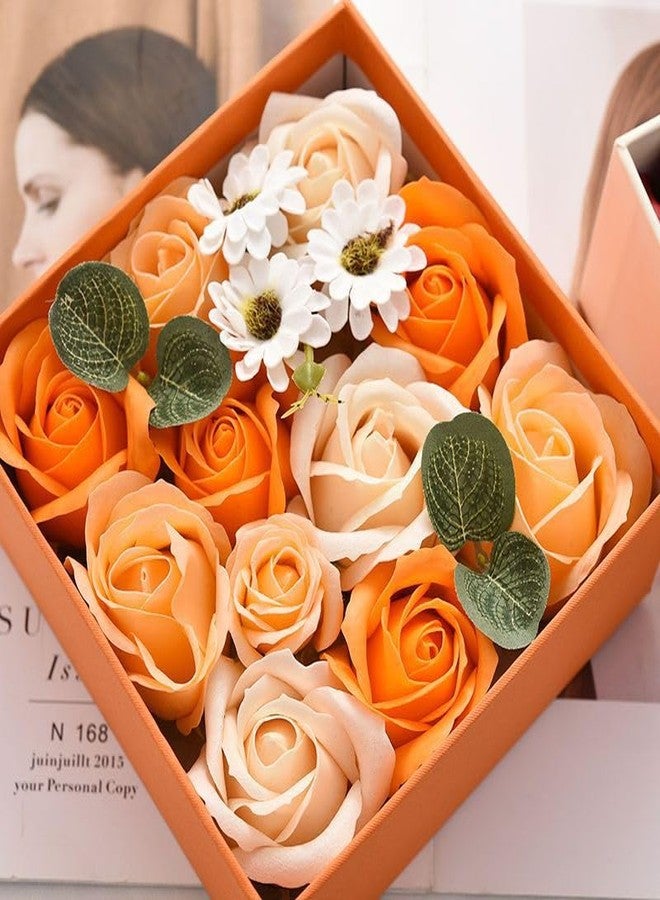Ideal Swan Rose Bath Soap - Flower Floral Scented Rose Soap Petals in Flower Box, Transparent Window for Women Plant Essential Oil Set for Birthday Valentine’s Christmas （Orange） - Image 5
