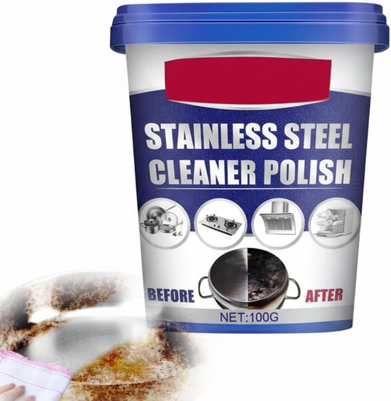 Household Kitchen Cleaner, 100g Powerful Stainless Steel Paste, Cookware Oily Clean Cream, Strong Cream Detergent for Pot Bottom Scale, Appliances Rust, Pots Pans Stain, Multi-Purpose Polish - Image 1