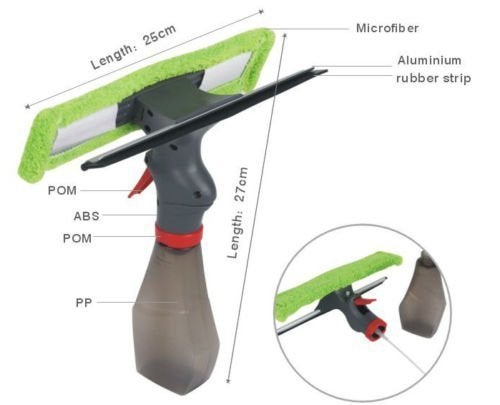 زجاجة رش 3 في 1 مع فرشاة تنظيف مع ممسحة تنظيف الزجاج سعة 200 مل حجم 1024 × 118126 سم × 30 سم قطعة واحدة - Image 4
