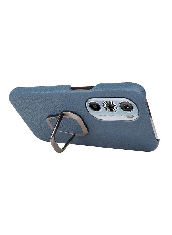 S-TOP Case For Motorola Moto Edge 30 Pro Ring Holder Litchi Texture Genuine Leather Phone Case - Image 3