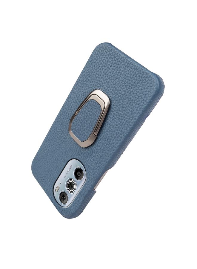 S-TOP Case For Motorola Moto Edge 30 Pro Ring Holder Litchi Texture Genuine Leather Phone Case - Image 5