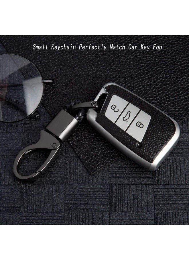 CONTACTS Contacts Black Braided Keychain Leather Strap Keyring Accessories Car Key Chain Ring PU Rope Hook01 Keyring with Zinc Alloy (Pack of 1) | Zinc  - Image 4
