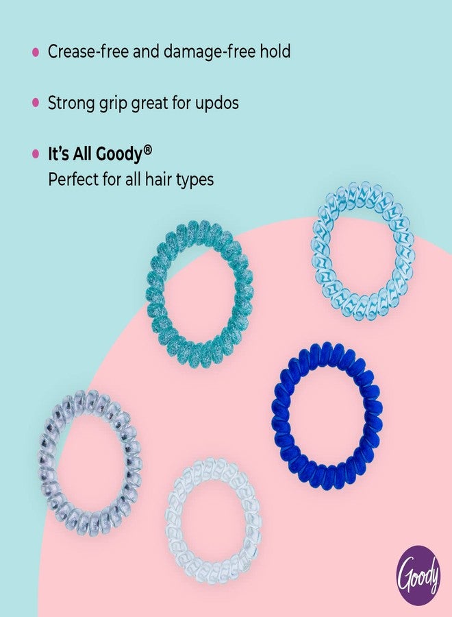 Goody Dentless Spiral Hair Ties, Cool Tones Phone Cord Coils - 5 Ct, Secure Hold Jelly Bands for Medium-Thick Hair for Women & Men - Image 3