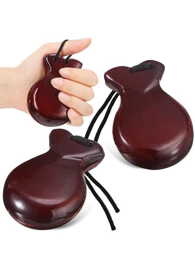 Motionchic 2 Pack Spanish Castanets Flamenco with String Traditional Wood Hand Percussion Castanets for Adults Kids Music Instrument Spain Souvenir Gift,1 Pair(Brown) - Image 1