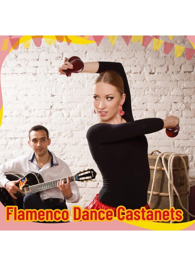 Motionchic 2 Pack Spanish Castanets Flamenco with String Traditional Wood Hand Percussion Castanets for Adults Kids Music Instrument Spain Souvenir Gift,1 Pair(Brown) - Image 5