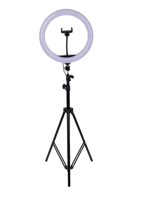 Ring Light for Live Streaming and Professional Photography with 360 Degree Rotation 33cm with Mobile Holder and 2.1m Tripod - White and Black