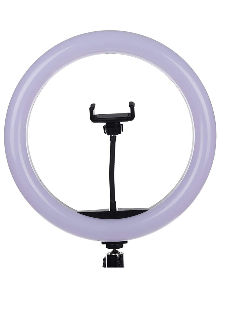 Generic - Ring Light for Live Streaming and Professional Photography with 360 Degree Rotation 33cm with Mobile Holder and 2.1m Tripod - White and Black - Image 1