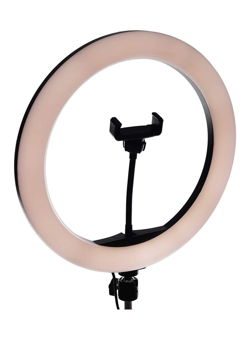 Generic - Ring Light for Live Streaming and Professional Photography with 360 Degree Rotation 33cm with Mobile Holder and 2.1m Tripod - White and Black - Image 1