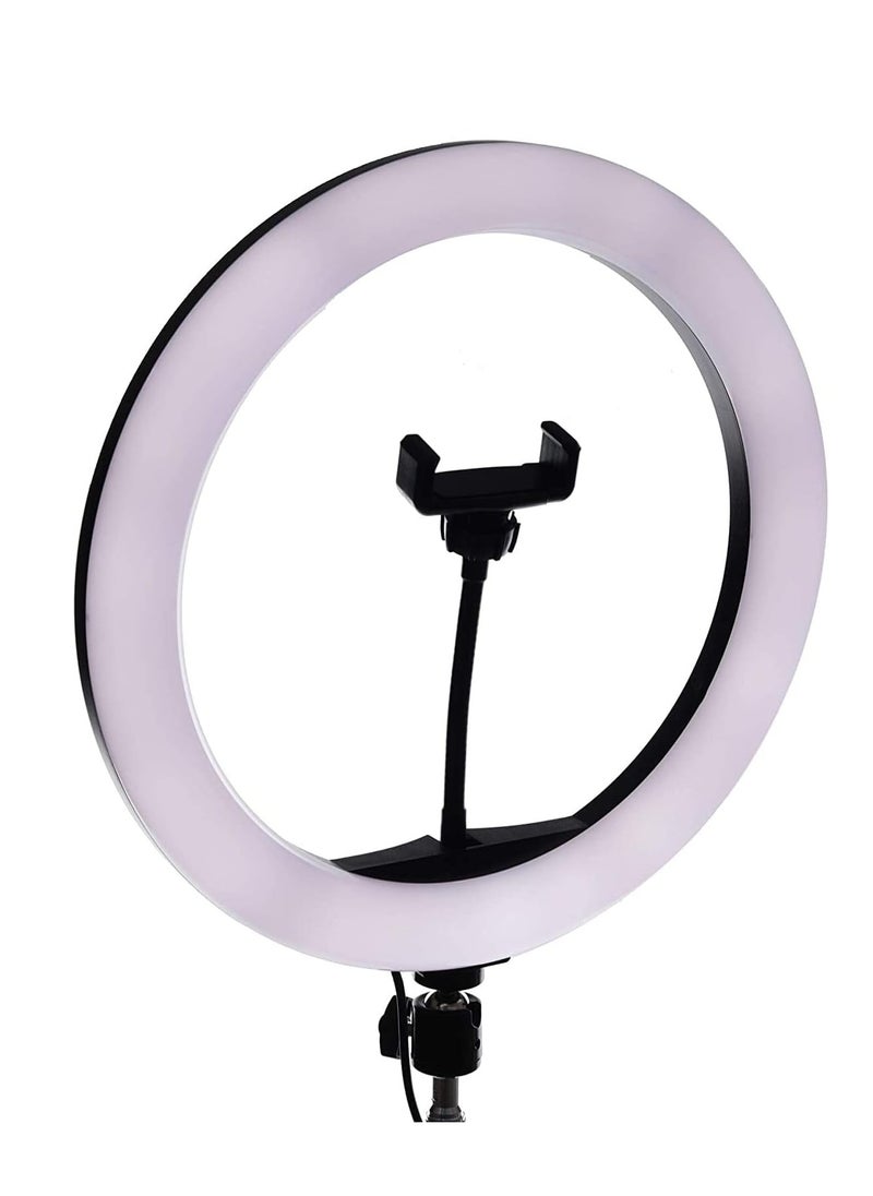 Generic - Ring Light for Live Streaming and Professional Photography with 360 Degree Rotation 33cm with Mobile Holder and 2.1m Tripod - White and Black - Image 1
