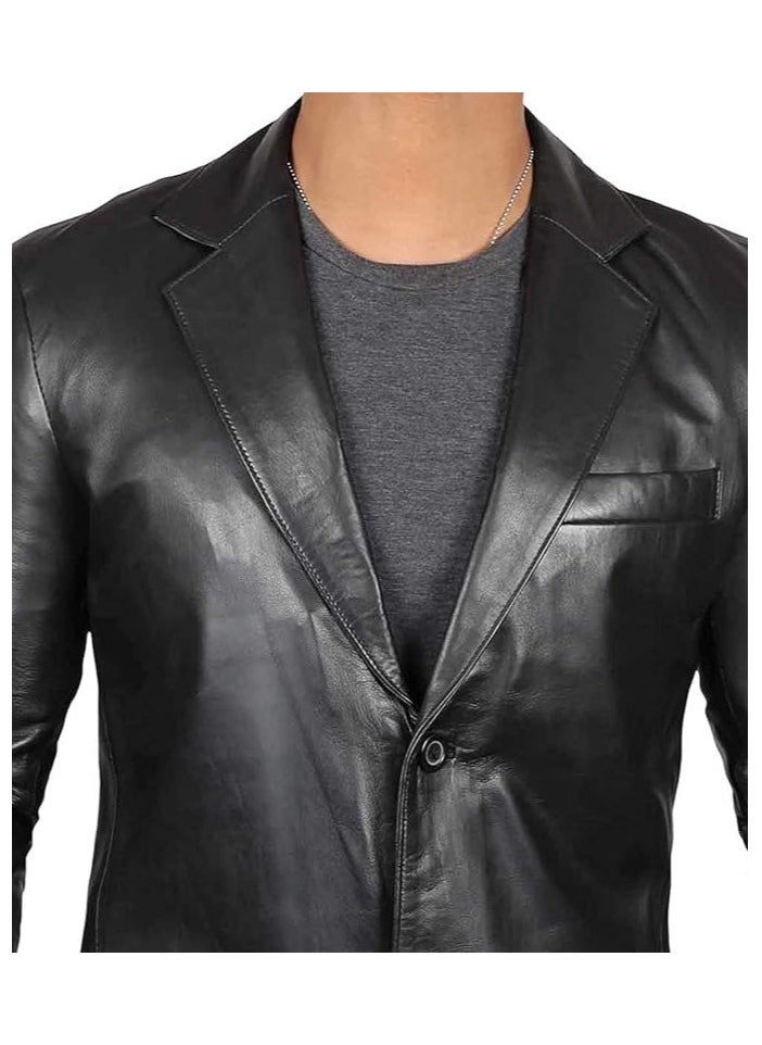 MEN'S REAL LAMBSKIN LEATHER BLAZER- MEN SLIM FIT LEATHER BLAZER - pzsku/Z89A487B9DDDFA1272CDEZ/45/_/1729960895/f76e337a-ca3b-4466-9ad7-03b7663fd432