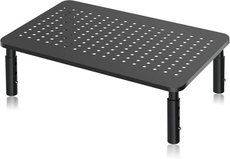 Bracwiser Monitor Stand Riser, Metal Computer Stand, 3 Height Adjustable Screen Riser with Mesh Platform for PS4, Laptop, Printer, Notebook and All Flat Screen, Holds Up to 20KG - Image 1