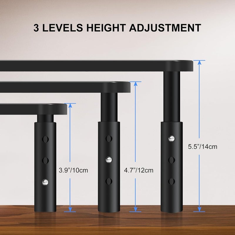 Bracwiser Monitor Stand Riser, Metal Computer Stand, 3 Height Adjustable Screen Riser with Mesh Platform for PS4, Laptop, Printer, Notebook and All Flat Screen, Holds Up to 20KG - Image 2