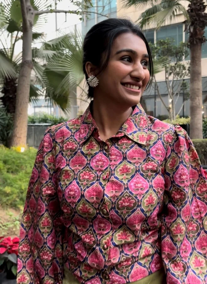 أيه كيه إس Floral Printed Casual Shirt for Women