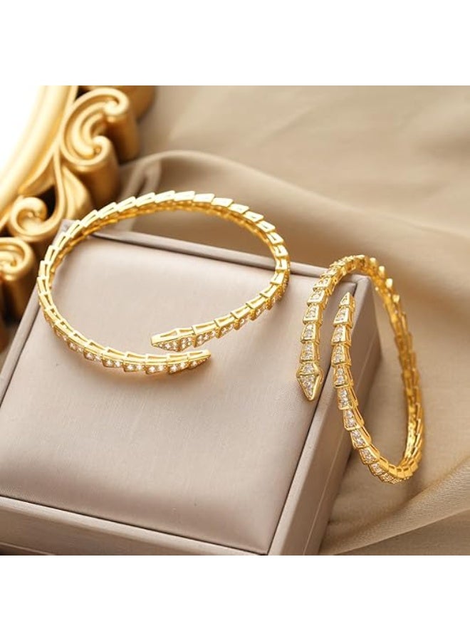 Golden Minimalist Bracelet – Cubic Zirconia Studded Bangle – Sleek & Elegant Jewelry for Women – Charm Statement Jewelry Gift - Image 3