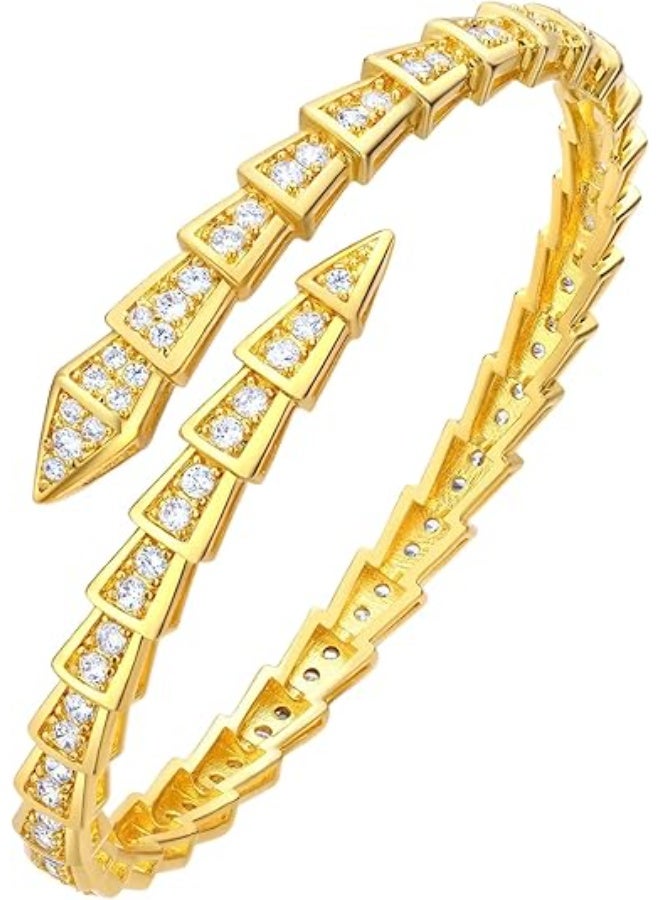 Golden Minimalist Bracelet – Cubic Zirconia Studded Bangle – Sleek & Elegant Jewelry for Women – Charm Statement Jewelry Gift - Image 1