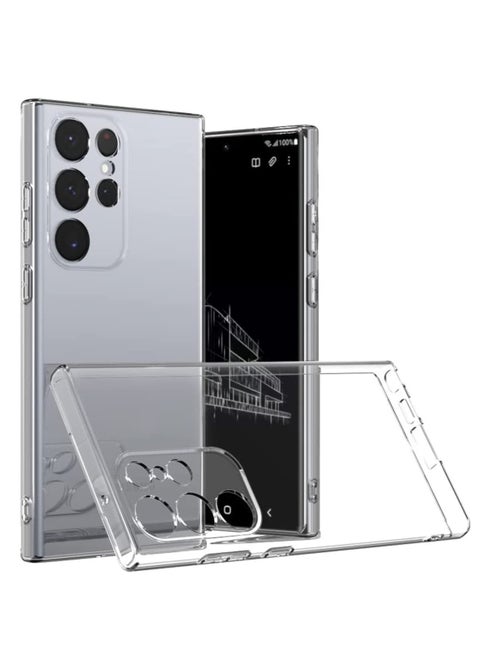 جراب شفاف رفيع للغاية من مادة TPU ناعمة بزاوية لهاتف Samsung Galaxy S23 Ultra، غطاء خلفي شفاف مقاوم للصدمات ومضاد لبصمات الأصابع