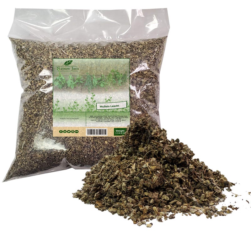 Naturejam Mullein Leaf Cut & Sifted 1/2 Pound Bulk Bag-Velvet Dock or Velvet Plant aka Candlestick-8 OZ - Image 1